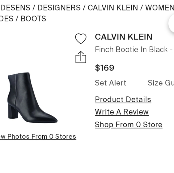 Calvin Klein 'Finch' Genuine Leather Pointy Toe  Ankle Boots in Black Sz. 8.5 - Picture 10 of 10